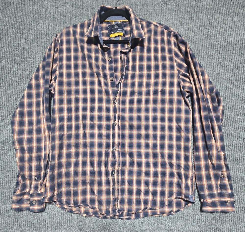 MBX Premium Goods Men's Long Sleeve Button-Down Plaid Shirt (012)